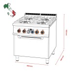 Κουζίνα αερίου 4 εστιών με φούρνο αερίου στατικό CF4-98G Αντιγραφή